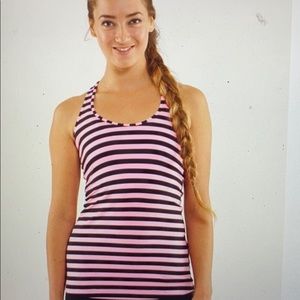 Cute NWOT Pink and black striped lululemon tank